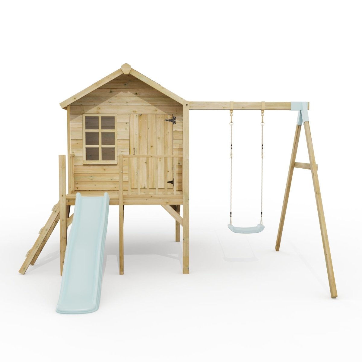 ClassicPlay Premium 5ft Playhouse on Deck with Single Swing and Slide