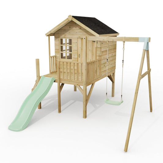 ClassicPlay Premium 5ft Playhouse on Deck with Single Swing and Slide