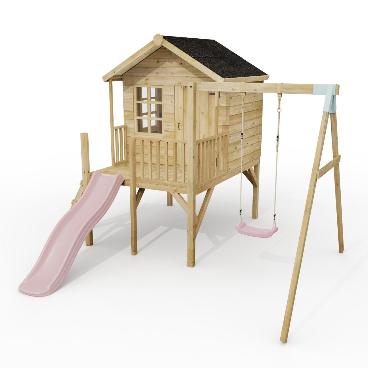 ClassicPlay Premium 5ft Playhouse on Deck with Single Swing and Slide