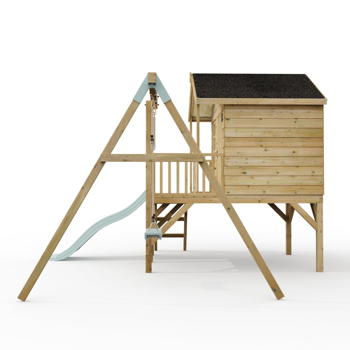 ClassicPlay Premium 5ft Playhouse on Deck with Single Swing and Slide