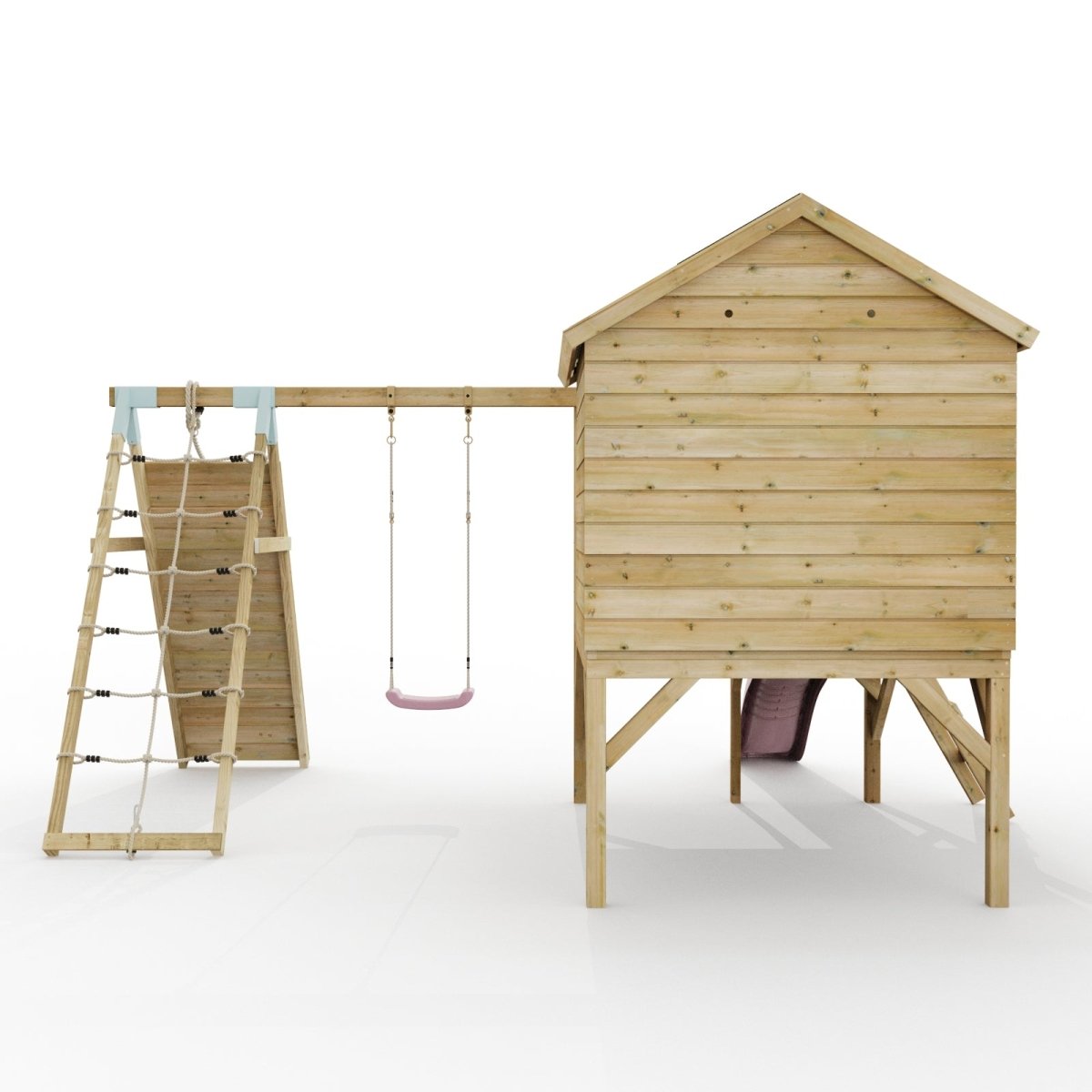 ClassicPlay Premium 5ft Playhouse on Deck with Single Swing, Slide and Climbing Wall