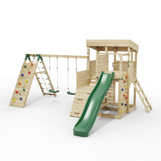 ClassicPlay Sentinel XL Lookout Tower with 3 Decks, Double Swing, Climbing Wall and Slide