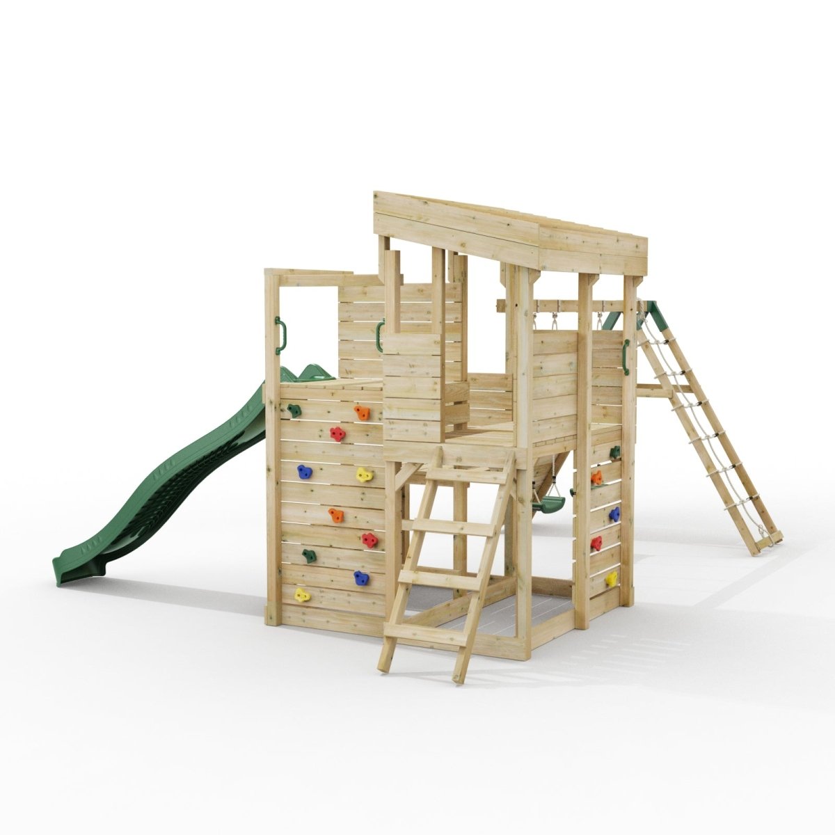 ClassicPlay Sentinel XL Lookout Tower with 3 Decks, Double Swing, Climbing Wall and Slide