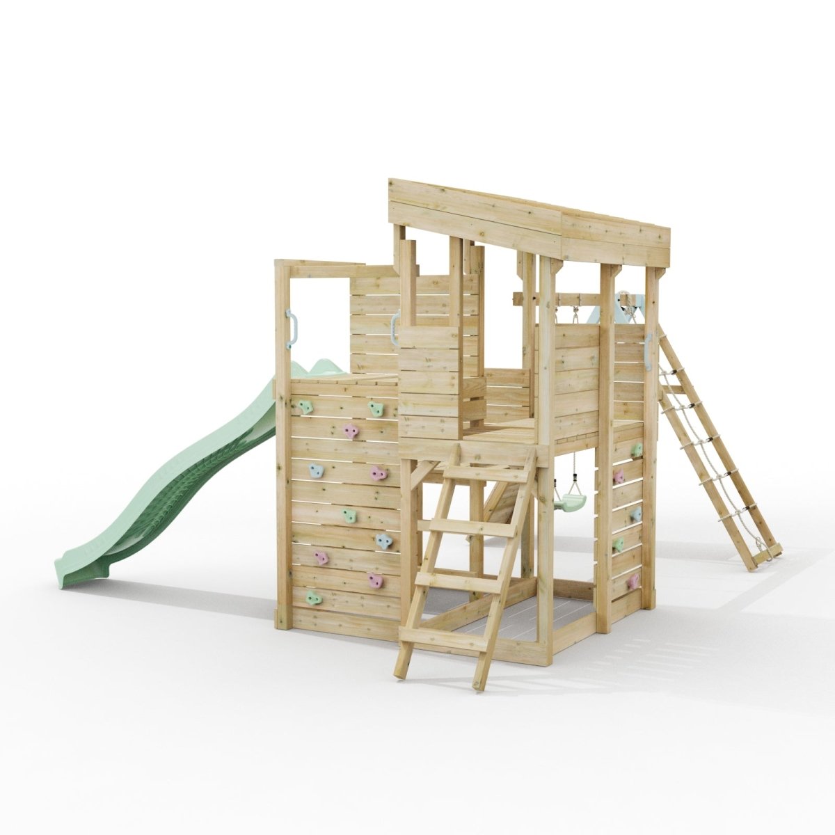 ClassicPlay Sentinel XL Lookout Tower with 3 Decks, Single Swing, Climbing Wall and Slide