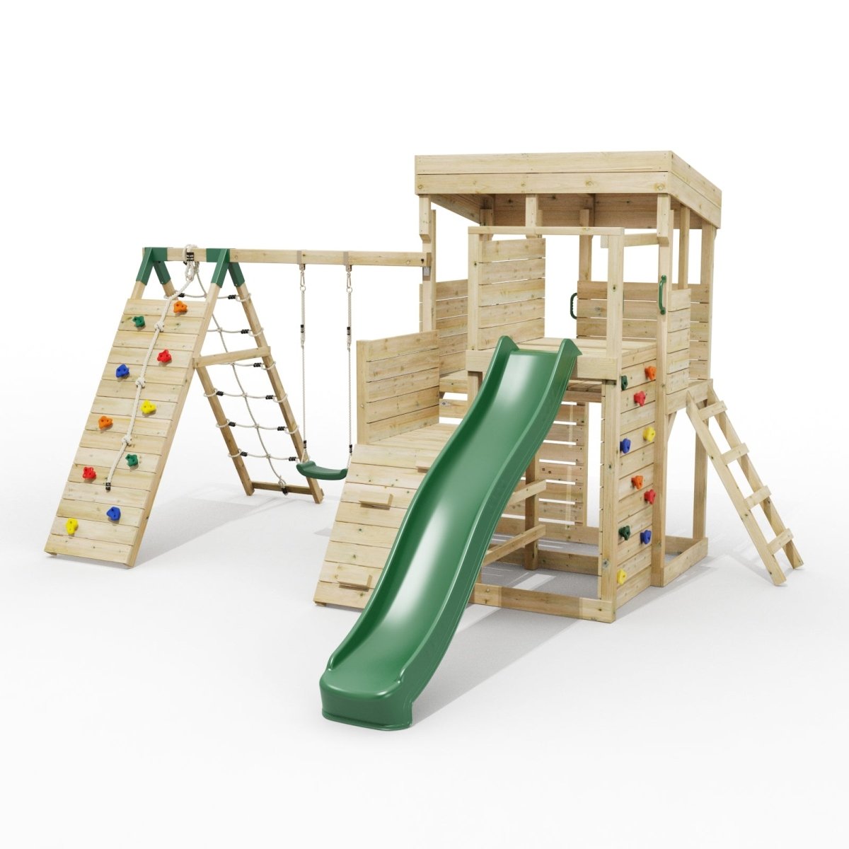 ClassicPlay Sentinel XL Lookout Tower with 3 Decks, Single Swing, Climbing Wall and Slide