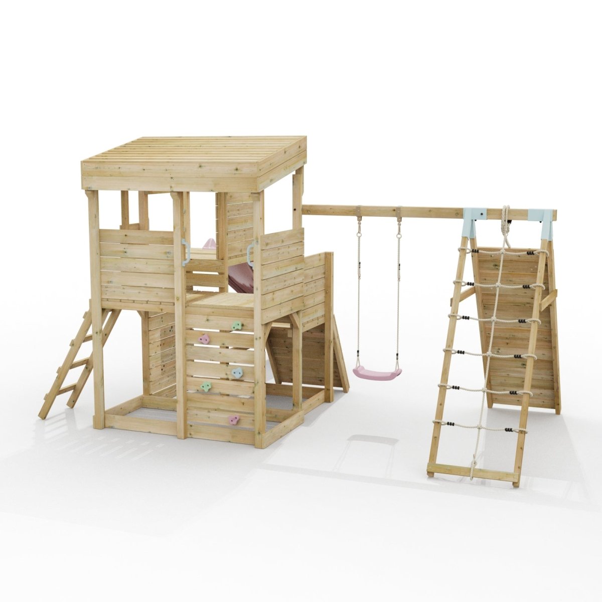 ClassicPlay Sentinel XL Lookout Tower with 3 Decks, Single Swing, Climbing Wall and Slide