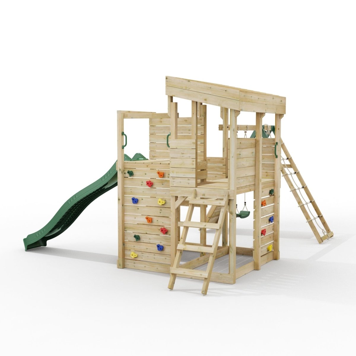 ClassicPlay Sentinel XL Lookout Tower with 3 Decks, Single Swing, Climbing Wall and Slide