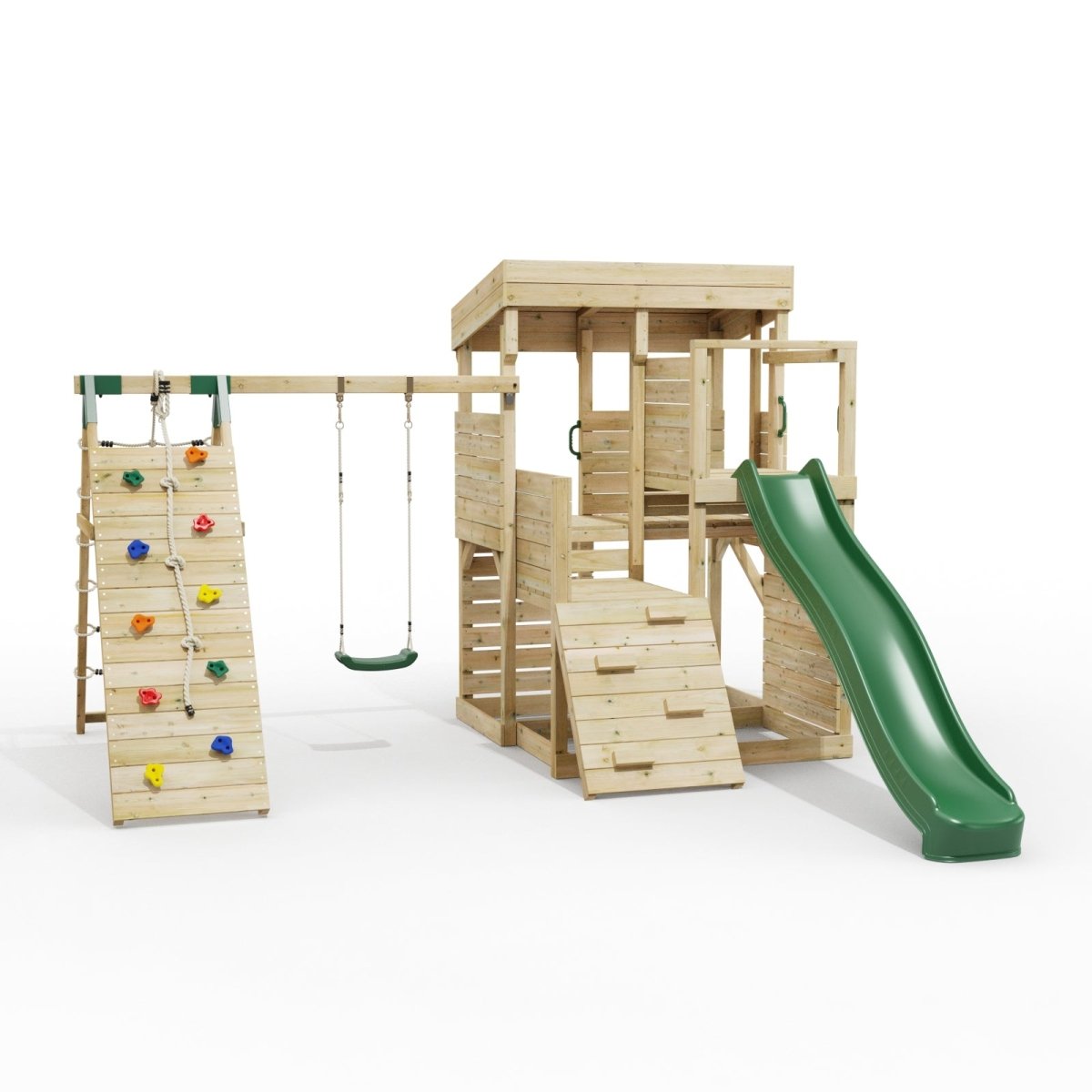 ClassicPlay Sentinel XL Lookout Tower with 3 Decks, Single Swing, Climbing Wall and Slide