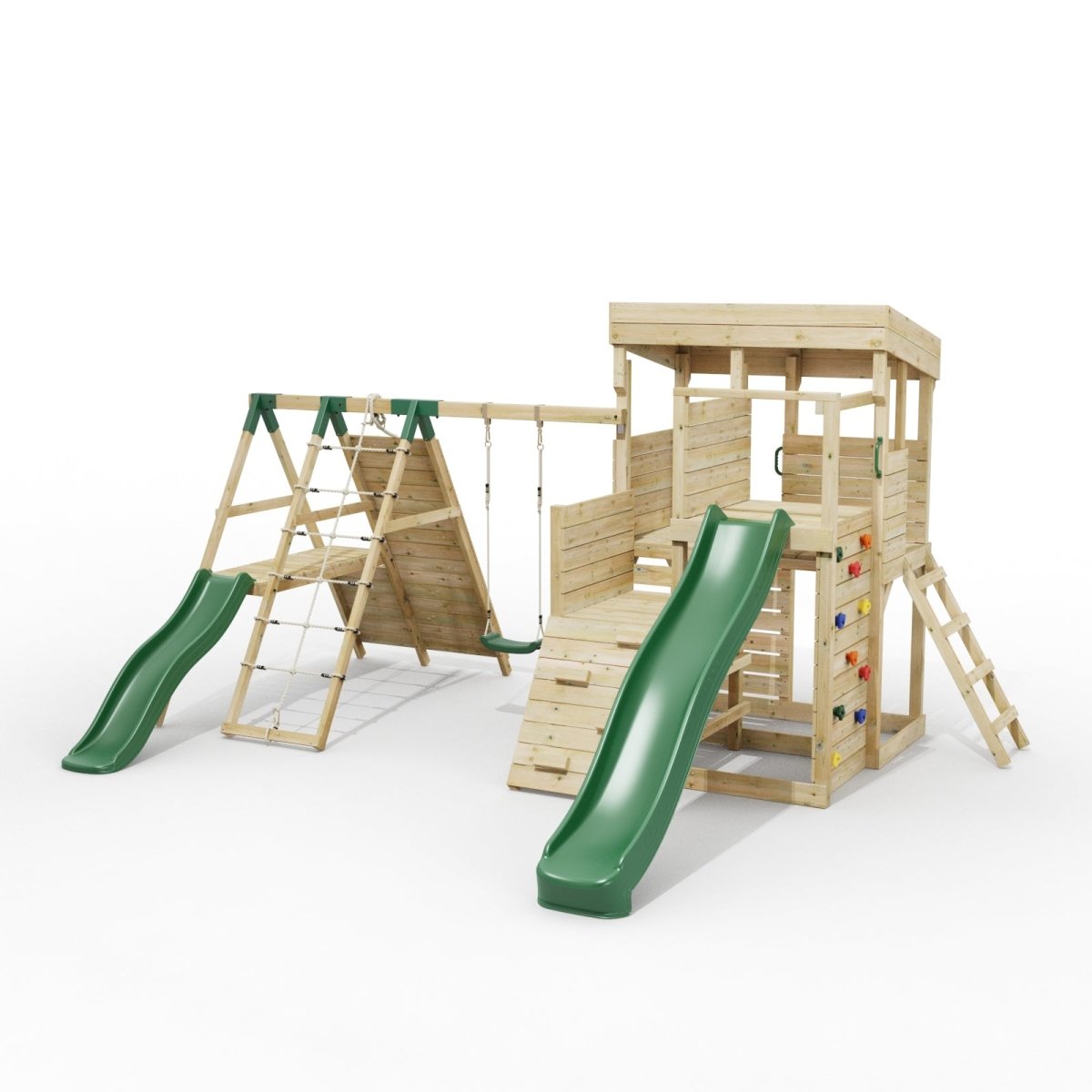 ClassicPlay Sentinel XL Lookout Tower with 3 Decks, Single Swing, Climbing Wall and Slides