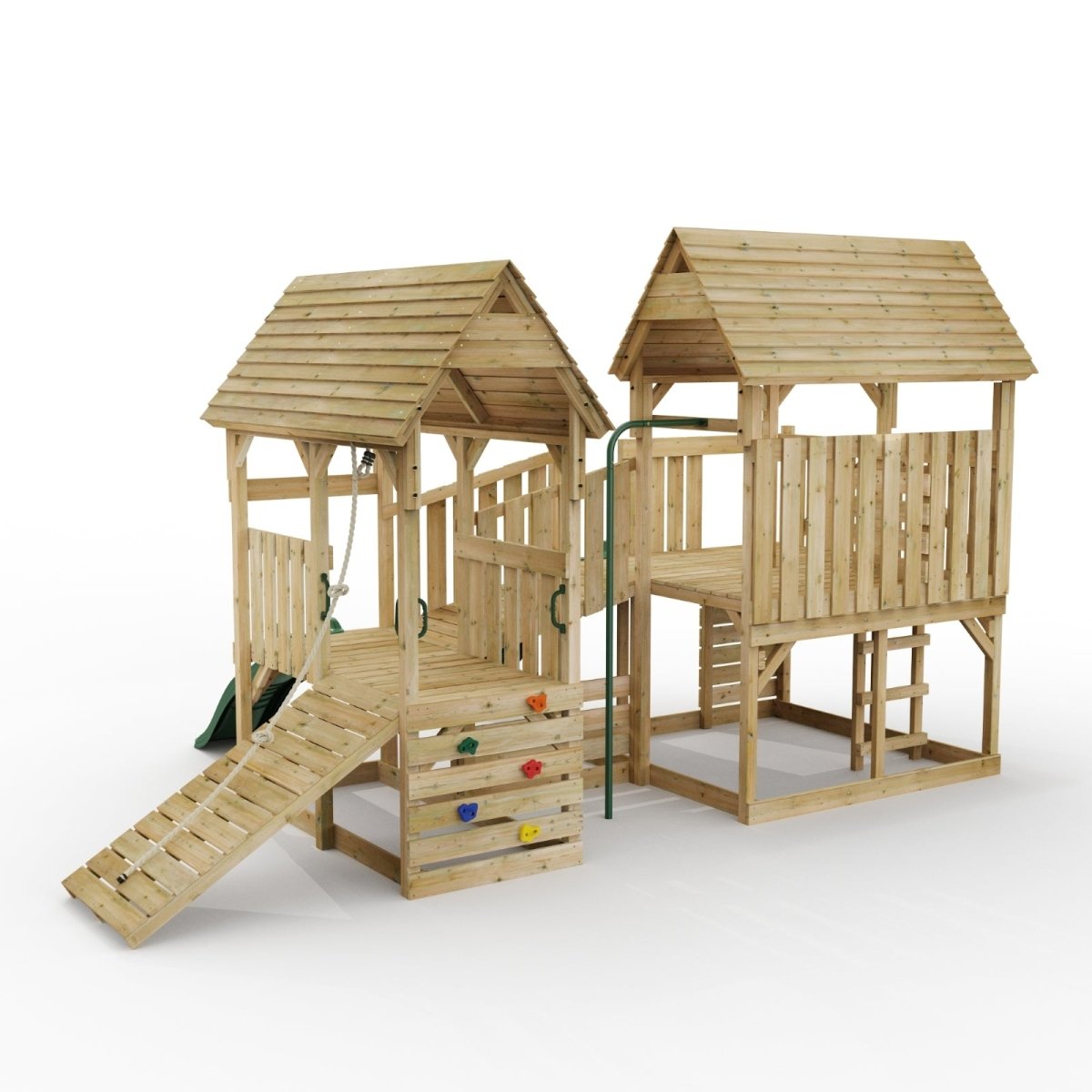 FarmPlay Hayloft and Mini Loft Climbing Frame with Bridge and Slides