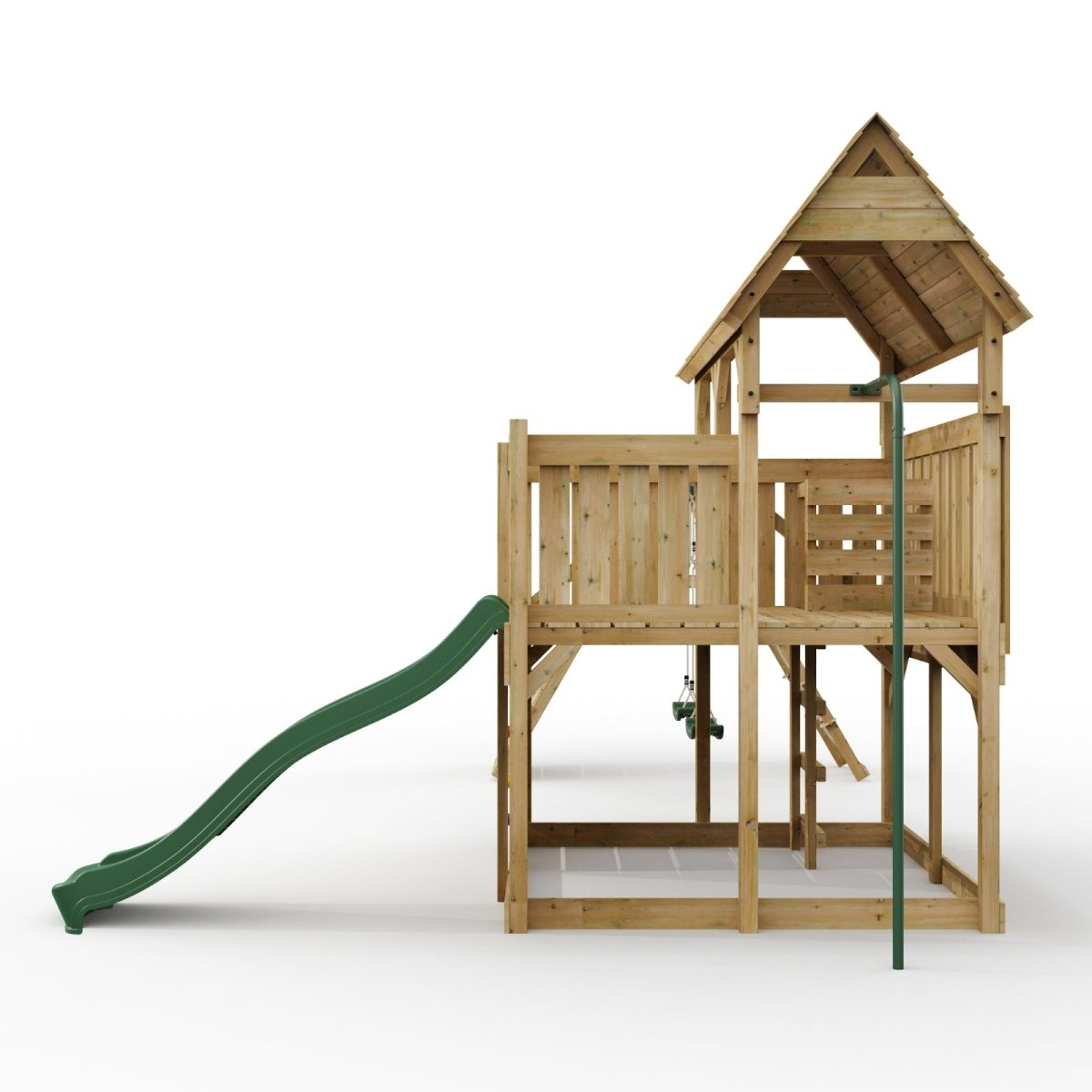 FarmPlay Hayloft Climbing Frame with Double Swing, Climbing Wall and Slide