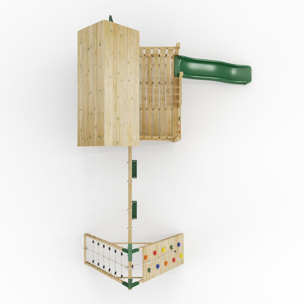 FarmPlay Hayloft Climbing Frame with Double Swing, Climbing Wall and Slide