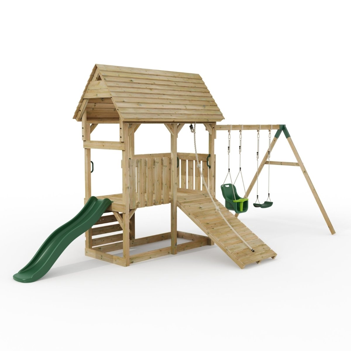 FarmPlay Mini Loft Climbing Frame with Double Swing and Slide