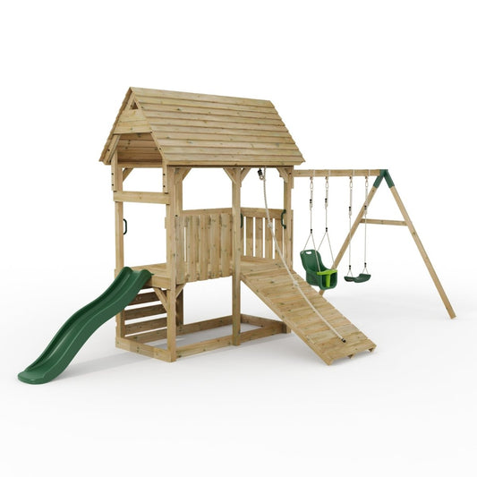 FarmPlay Mini Loft Climbing Frame with Double Swing and Slide