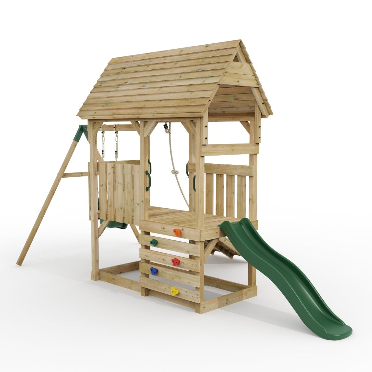 FarmPlay Mini Loft Climbing Frame with Single Swing and Slide