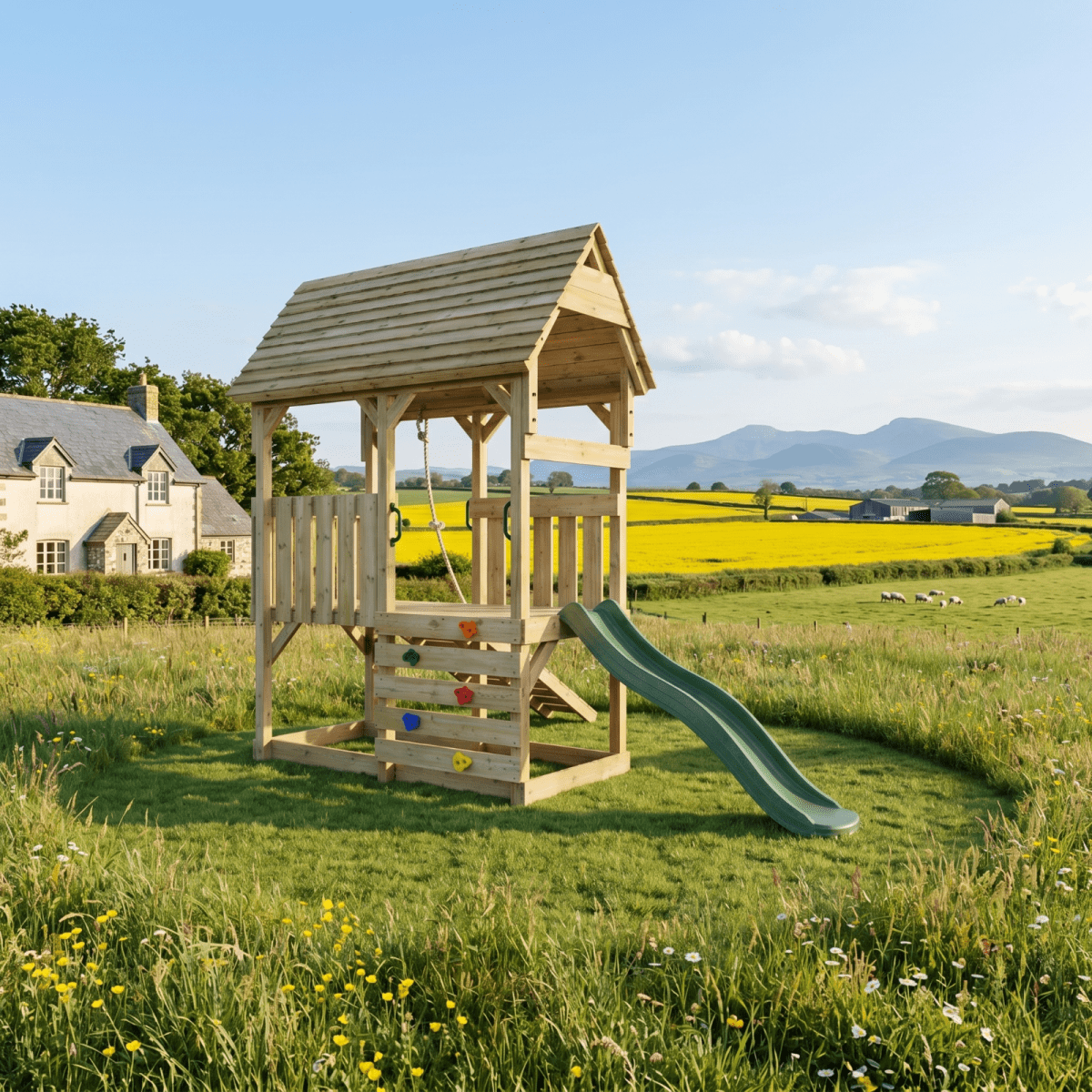 FarmPlay Mini Loft Climbing Frame with Slide