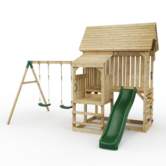 FarmPlay Stable Climbing Frame with Double Swing and Slide