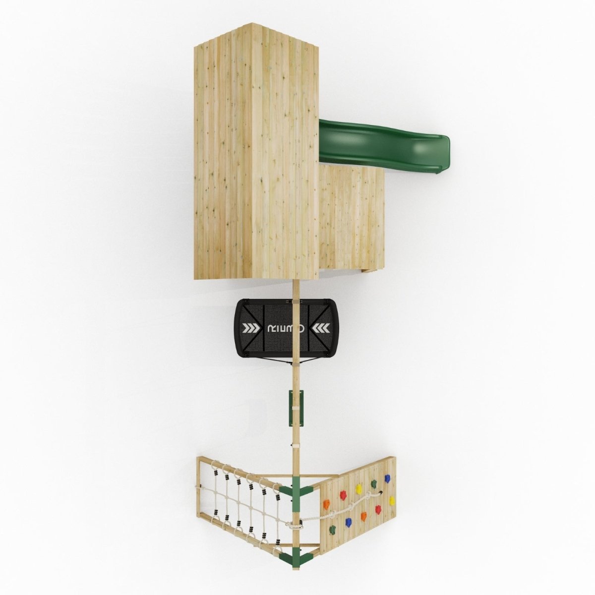 FarmPlay Stable Climbing Frame with Double Swing, Climbing Wall and Slide