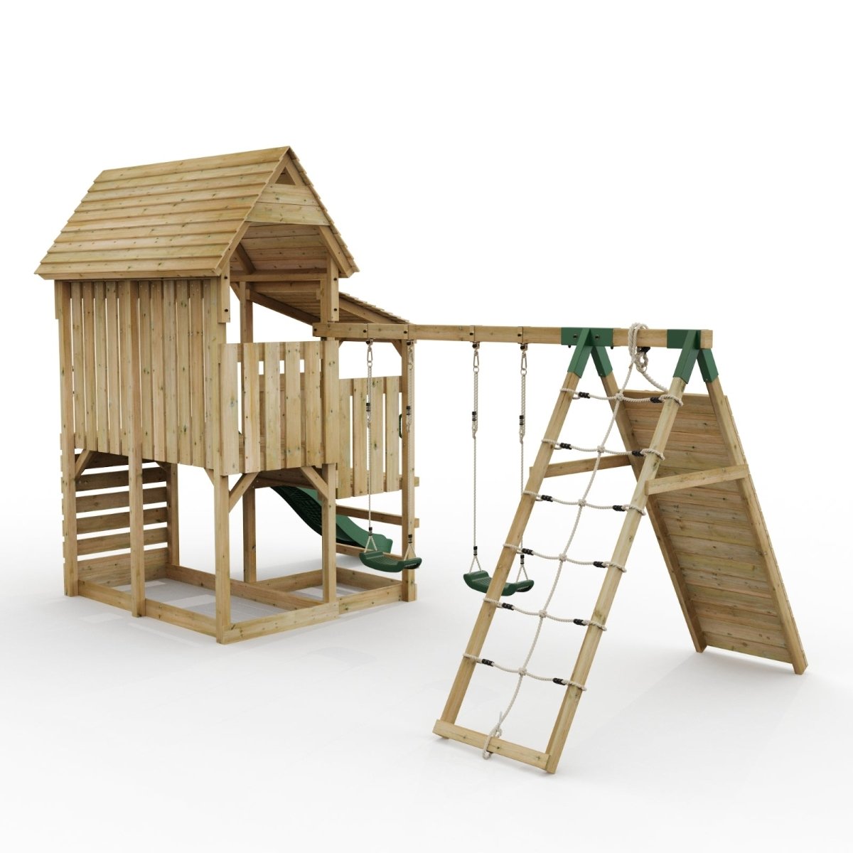 FarmPlay Stable Climbing Frame with Double Swing, Climbing Wall and Slide
