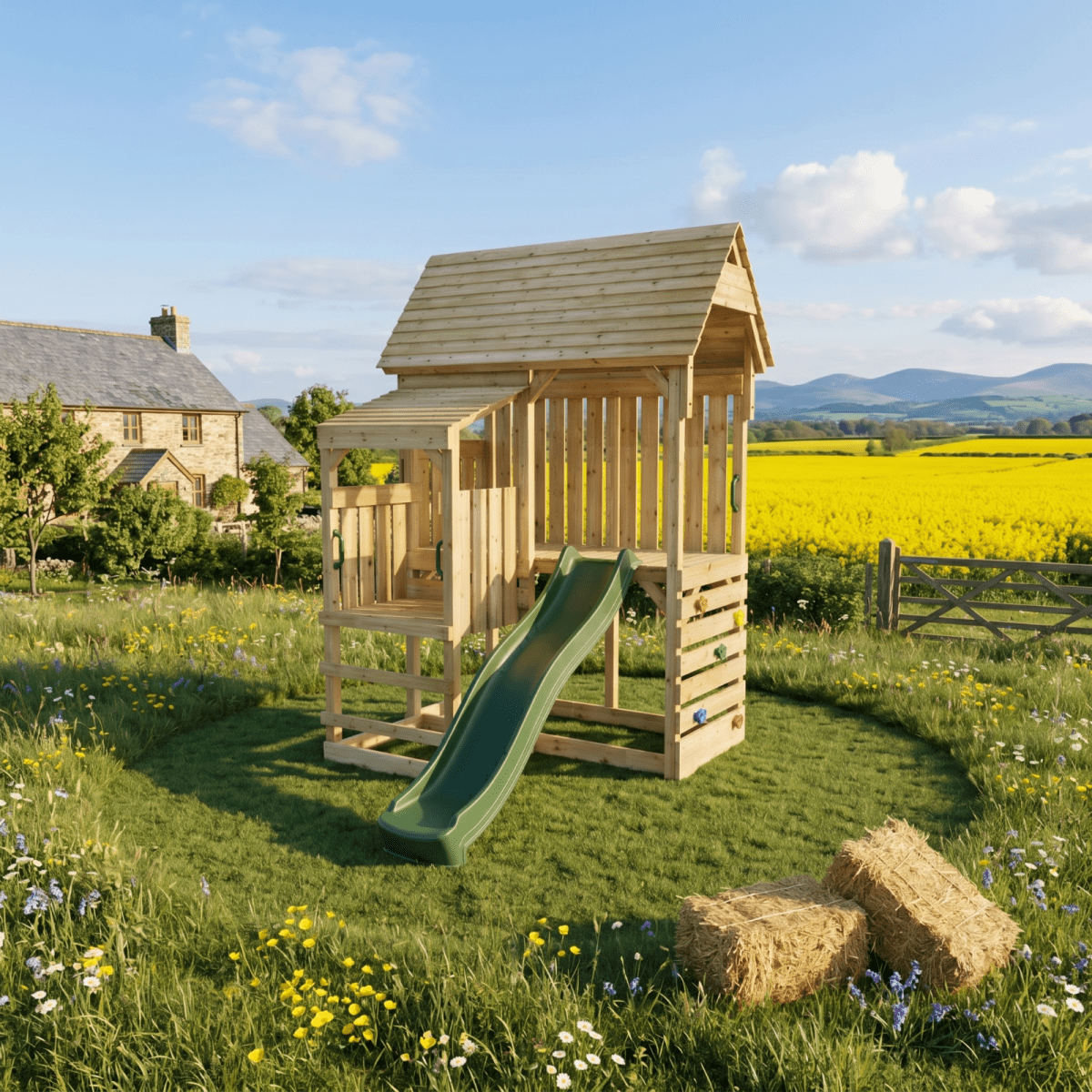 FarmPlay Stable Climbing Frame with Slide