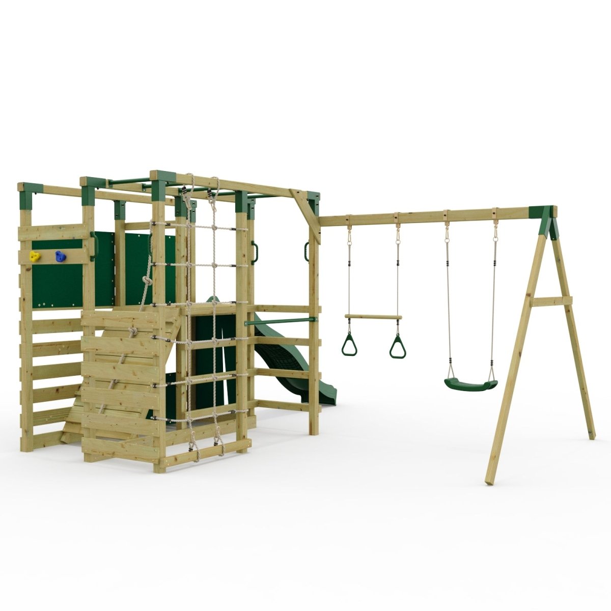 NinjaPlay Climbing Frame Double Swing Set with Slide