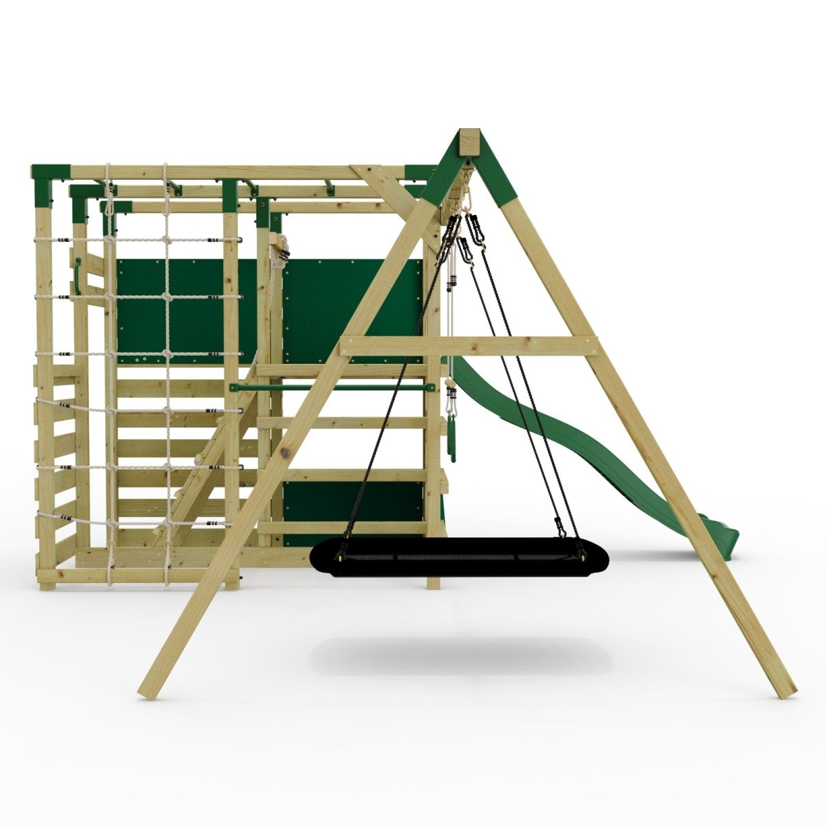 NinjaPlay Climbing Frame Double Swing Set with Slide