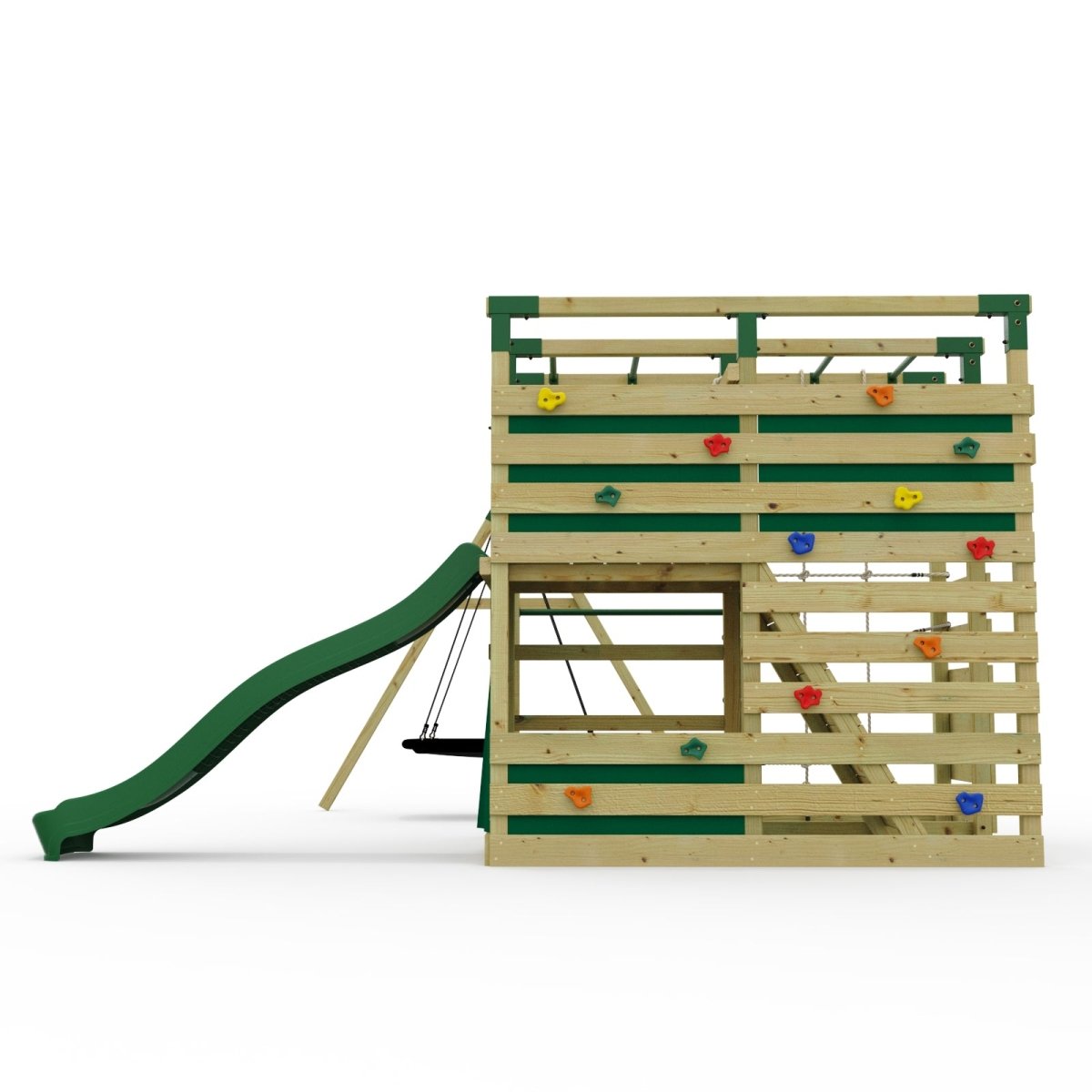 NinjaPlay Climbing Frame Double Swing Set with Slide