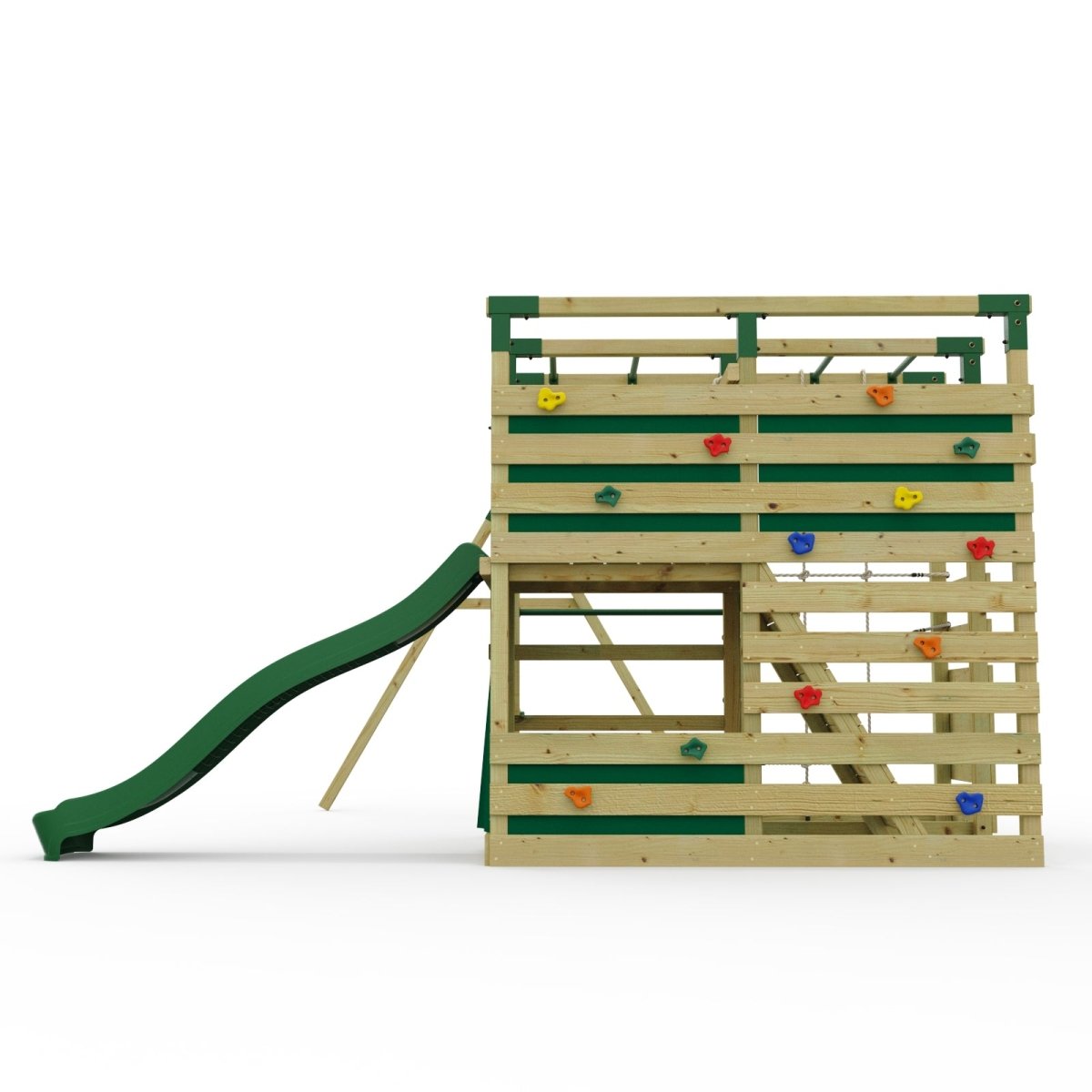 NinjaPlay Climbing Frame Double Swing Set with Slide