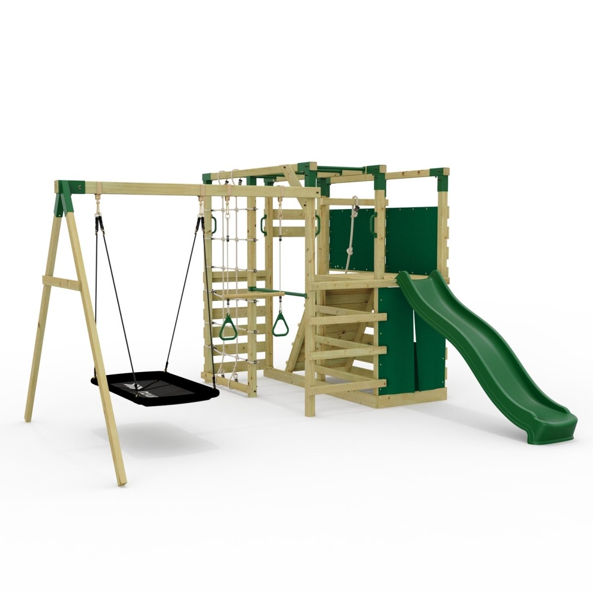 NinjaPlay Climbing Frame Double Swing Set with Slide