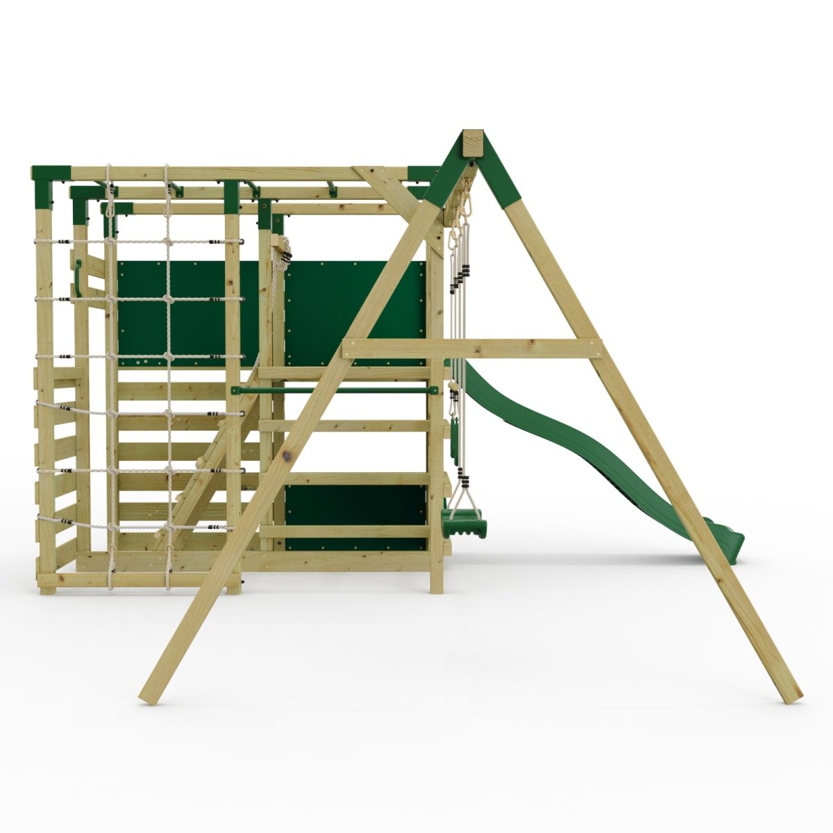 NinjaPlay Climbing Frame Double Swing Set with Slide