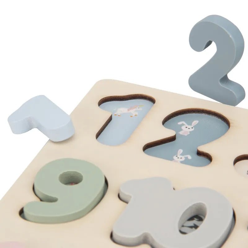 PolarPlay Chunky Wooden Number Puzzle Shape Sorting Jigsaw Toy
