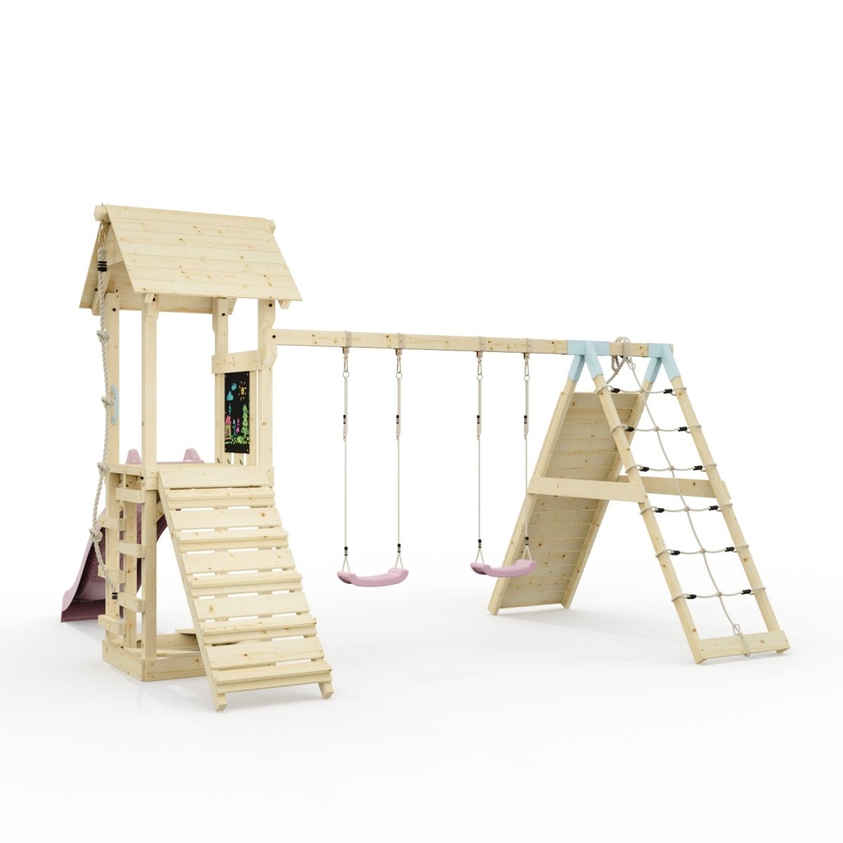 Polarplay Climbing Frame with Double Swing, Climbing Wall and Slide - Kiruna