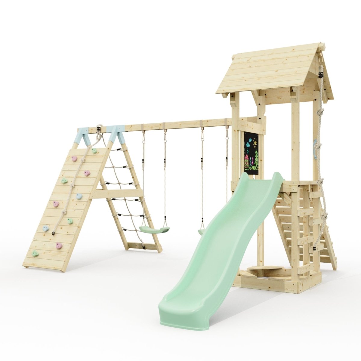 Polarplay Climbing Frame with Double Swing, Climbing Wall and Slide - Kiruna