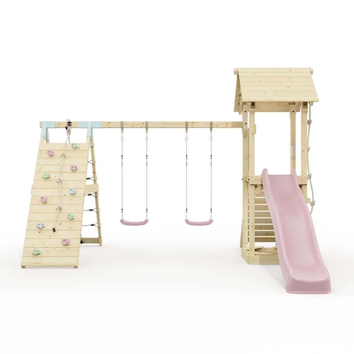 Polarplay Climbing Frame with Double Swing, Climbing Wall and Slide - Kiruna