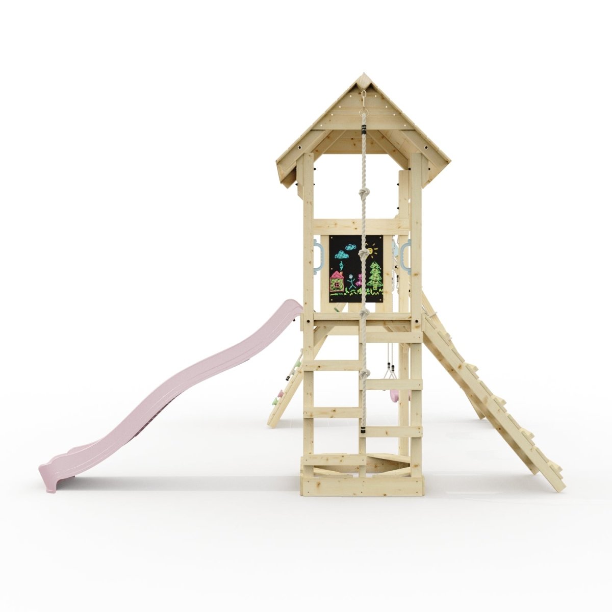 Polarplay Climbing Frame with Double Swing, Climbing Wall and Slide - Kiruna