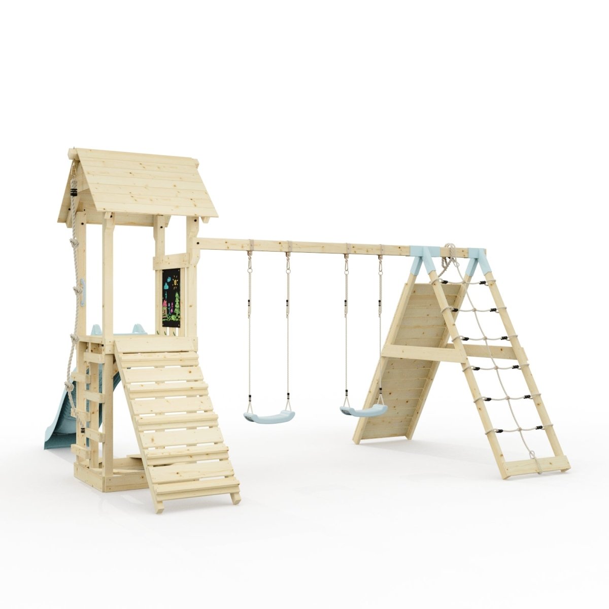 Polarplay Climbing Frame with Double Swing, Climbing Wall and Slide - Kiruna
