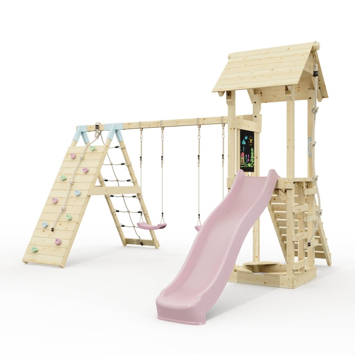 Polarplay Climbing Frame with Double Swing, Climbing Wall and Slide - Kiruna