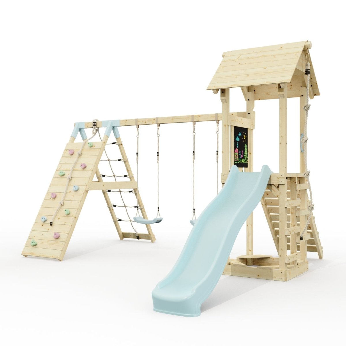 Polarplay Climbing Frame with Double Swing, Climbing Wall and Slide - Kiruna