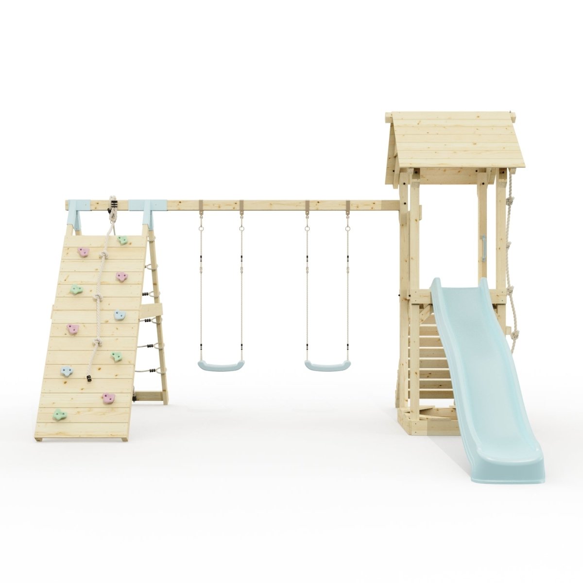 Polarplay Climbing Frame with Double Swing, Climbing Wall and Slide - Kiruna