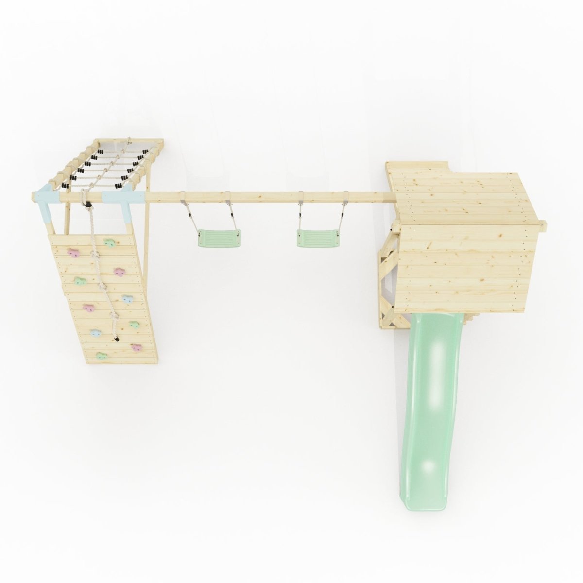 Polarplay Climbing Frame with Double Swing, Climbing Wall and Slide - Kiruna