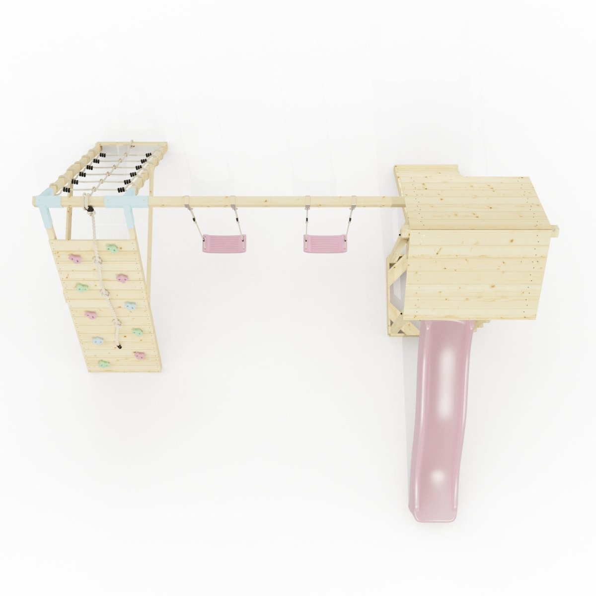 Polarplay Climbing Frame with Double Swing, Climbing Wall and Slide - Kiruna
