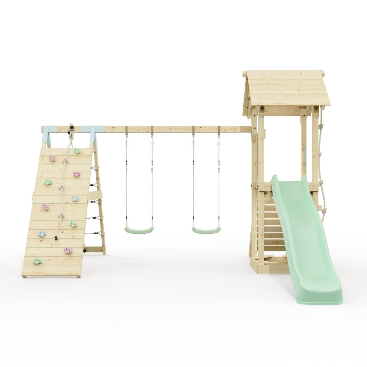Polarplay Climbing Frame with Double Swing, Climbing Wall and Slide - Kiruna