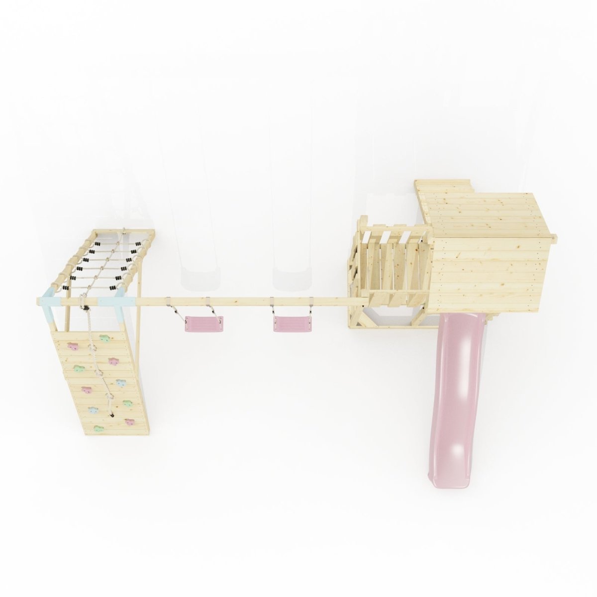 Polarplay Climbing Frame with Extended Tower, Double Swing, Climbing Wall and Slide - Roskilde