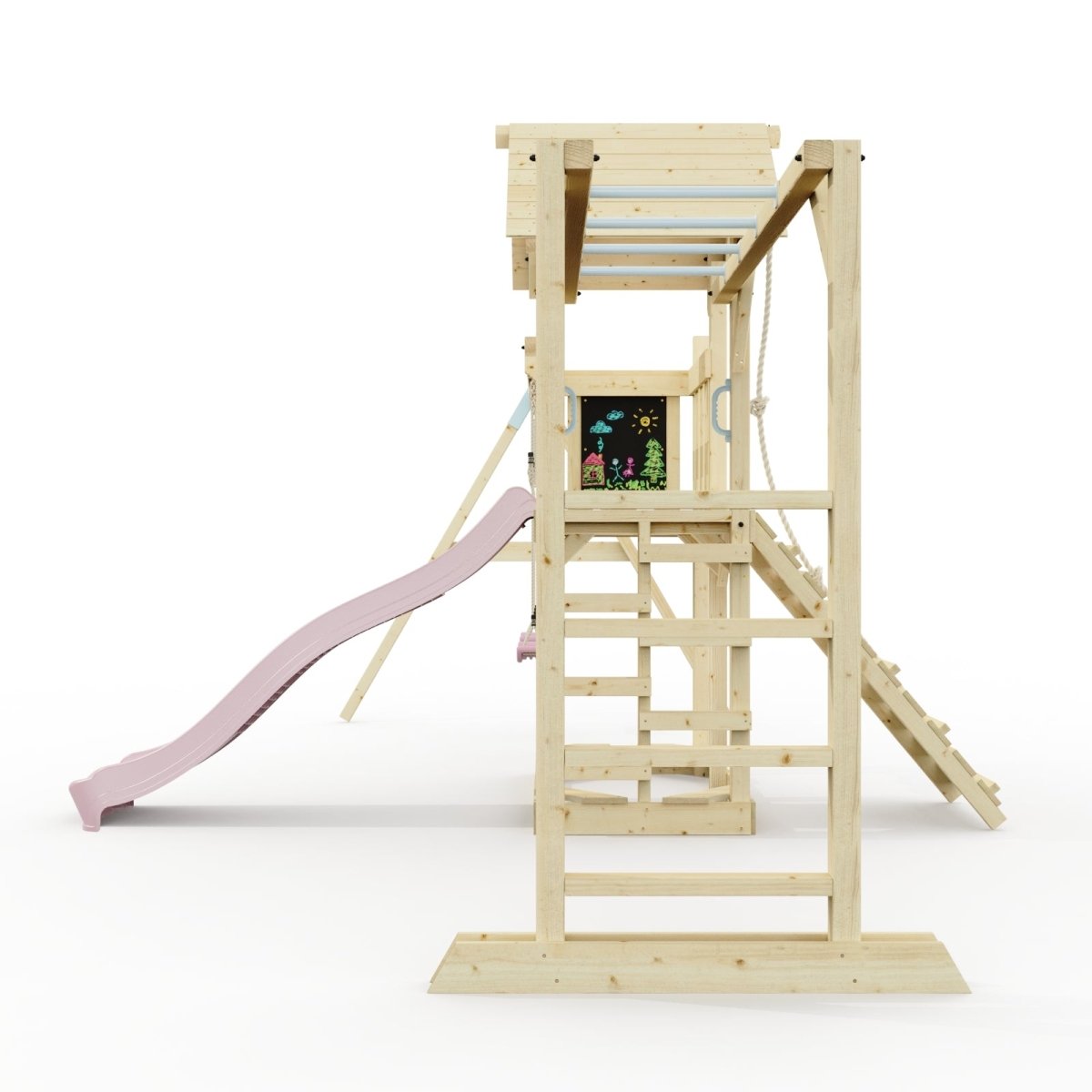 Polarplay Climbing Frame with Extended Tower, Double Swing, Monkey Bars and Slide - Helsingborg