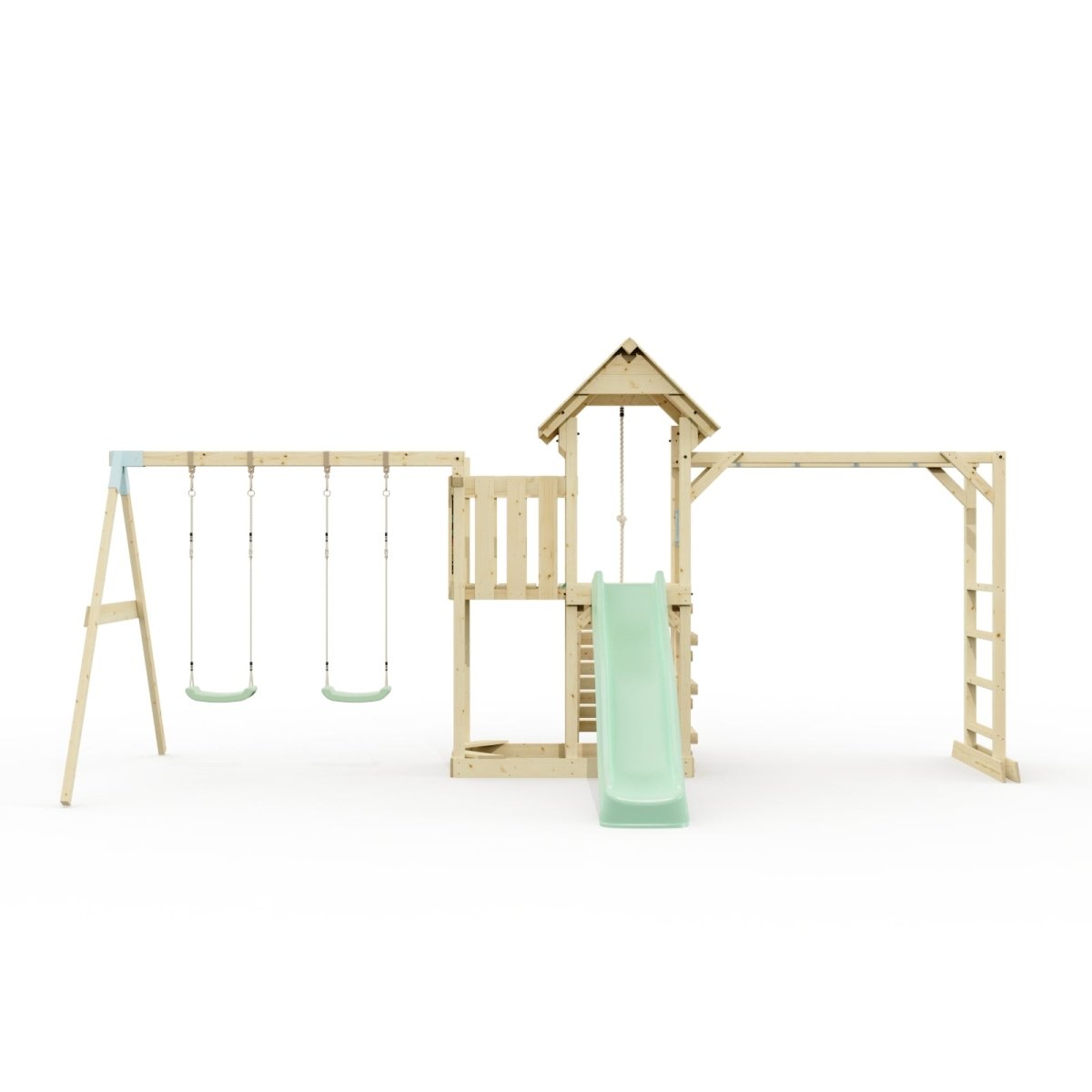 Polarplay Climbing Frame with Extended Tower, Double Swing, Monkey Bars and Slide - Helsingborg