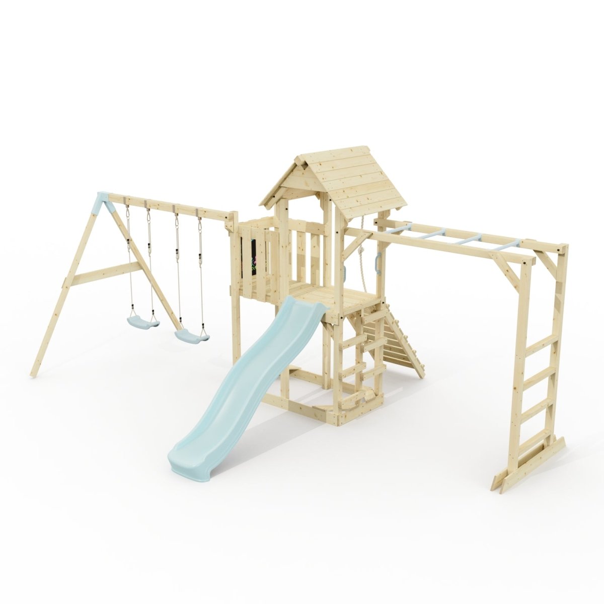 Polarplay Climbing Frame with Extended Tower, Double Swing, Monkey Bars and Slide - Helsingborg