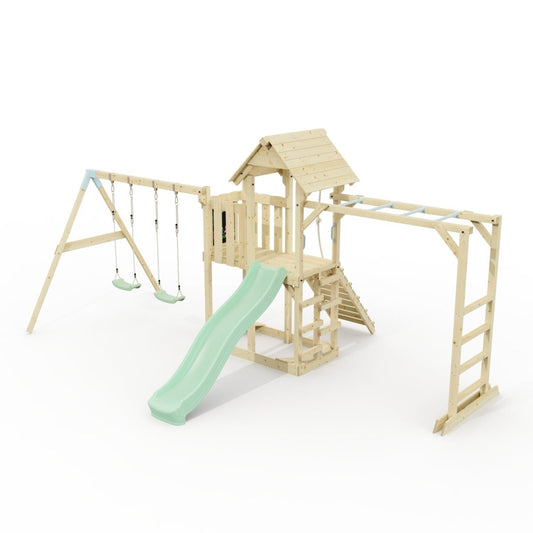 Polarplay Climbing Frame with Extended Tower, Double Swing, Monkey Bars and Slide - Helsingborg