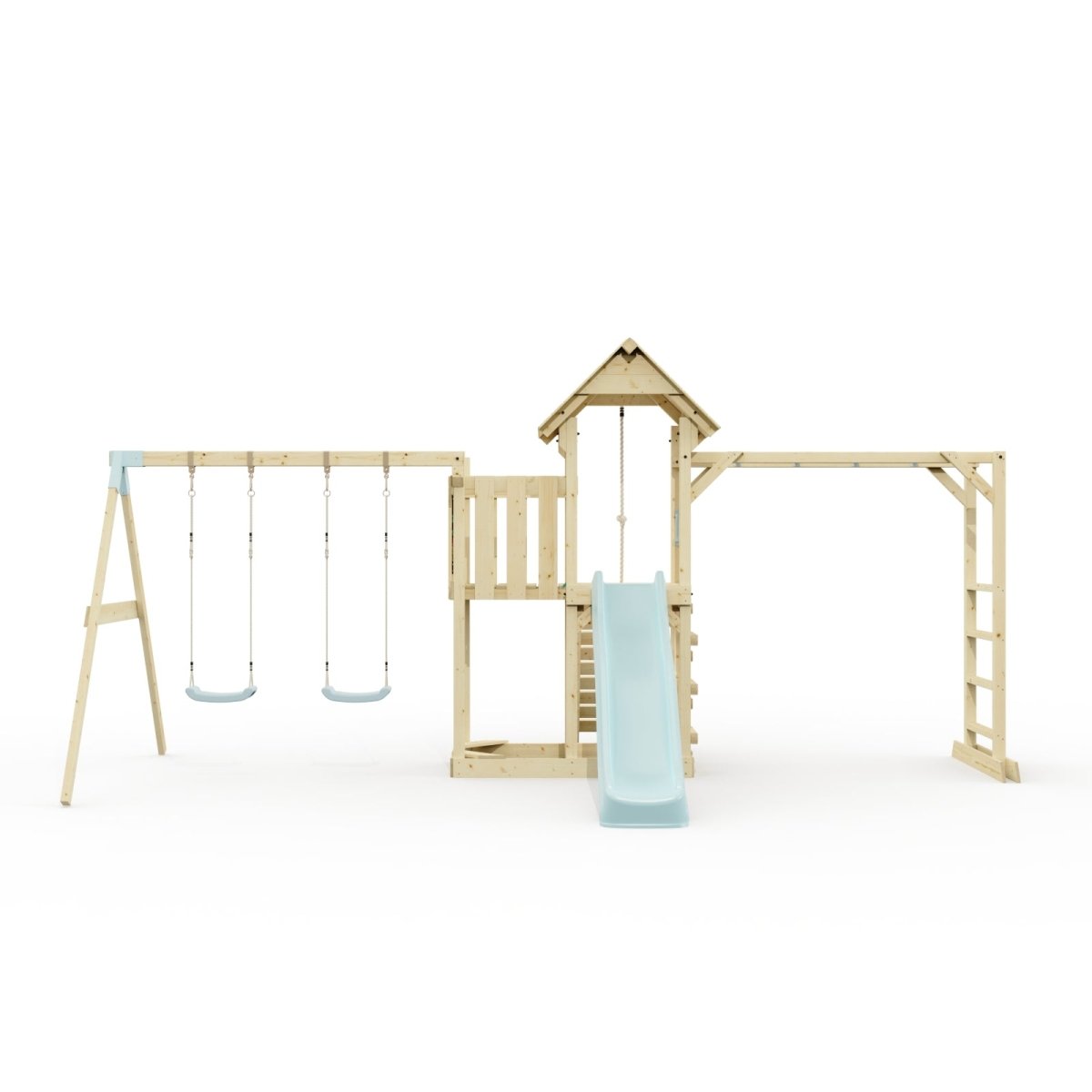 Polarplay Climbing Frame with Extended Tower, Double Swing, Monkey Bars and Slide - Helsingborg