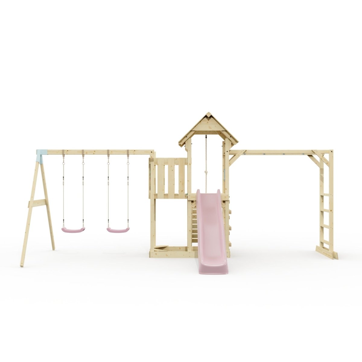 Polarplay Climbing Frame with Extended Tower, Double Swing, Monkey Bars and Slide - Helsingborg
