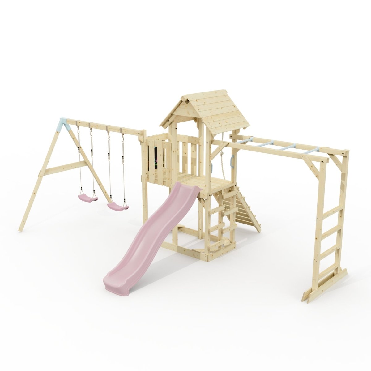 Polarplay Climbing Frame with Extended Tower, Double Swing, Monkey Bars and Slide - Helsingborg